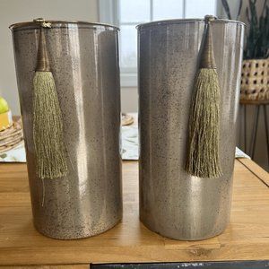 Gold Vase with Tassel Set of 2